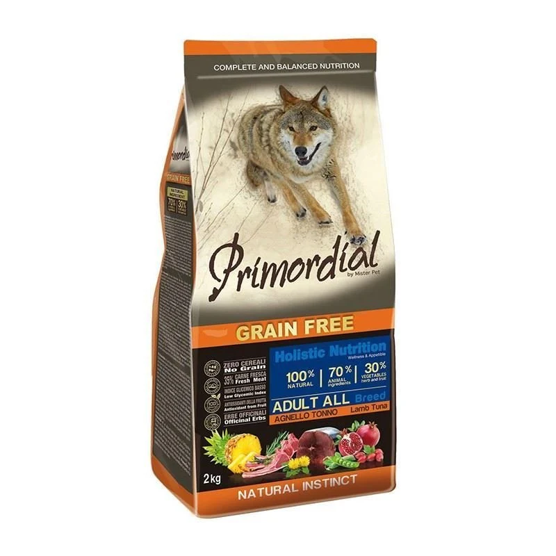 Primordial Grain Free Cibo Per Cani Gusto Agnello E Tonno 2Kg