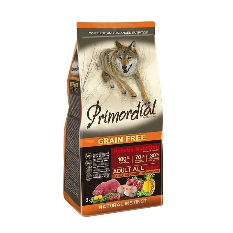 Primordial Grain Free Cibo Per Cani Gusto Bufalo E Sgombro 12Kg