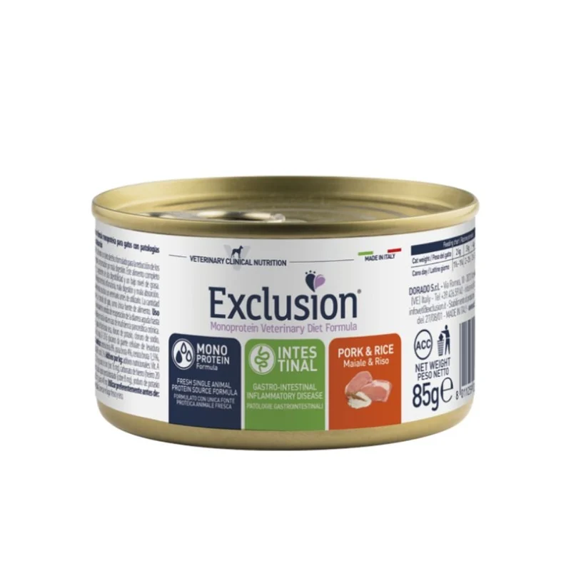 Exclusion Intestinal Cibo Per Gatti Gusto Maiale E Riso 85Gr
