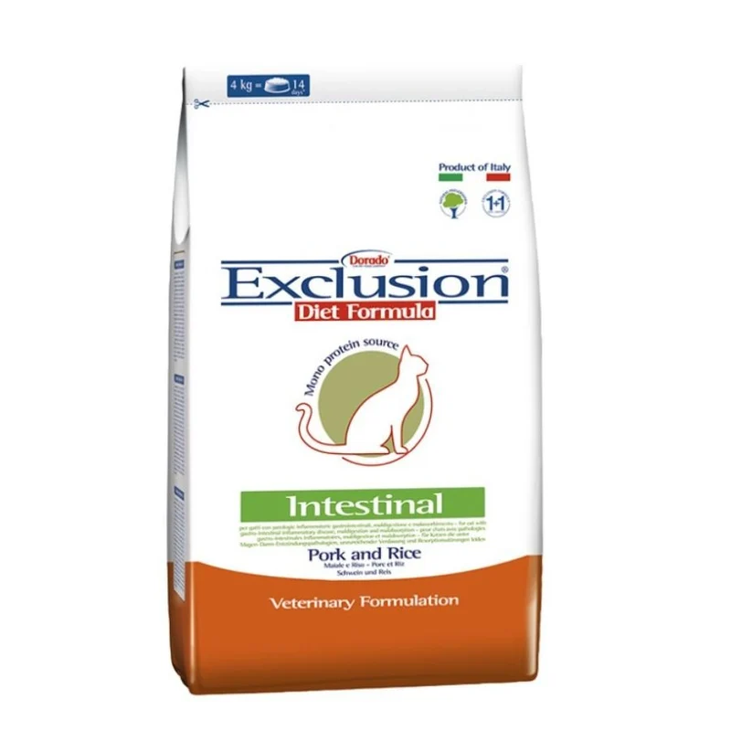 Exclusion Intestinal cibo per gatti gusto Maiale e Riso 2Kg