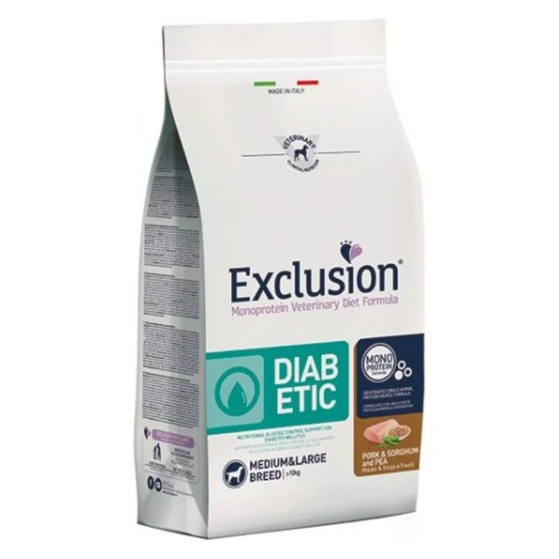 Exclusion Diabetic Cibo Per Cani Adulti Medium Large 12Kg
