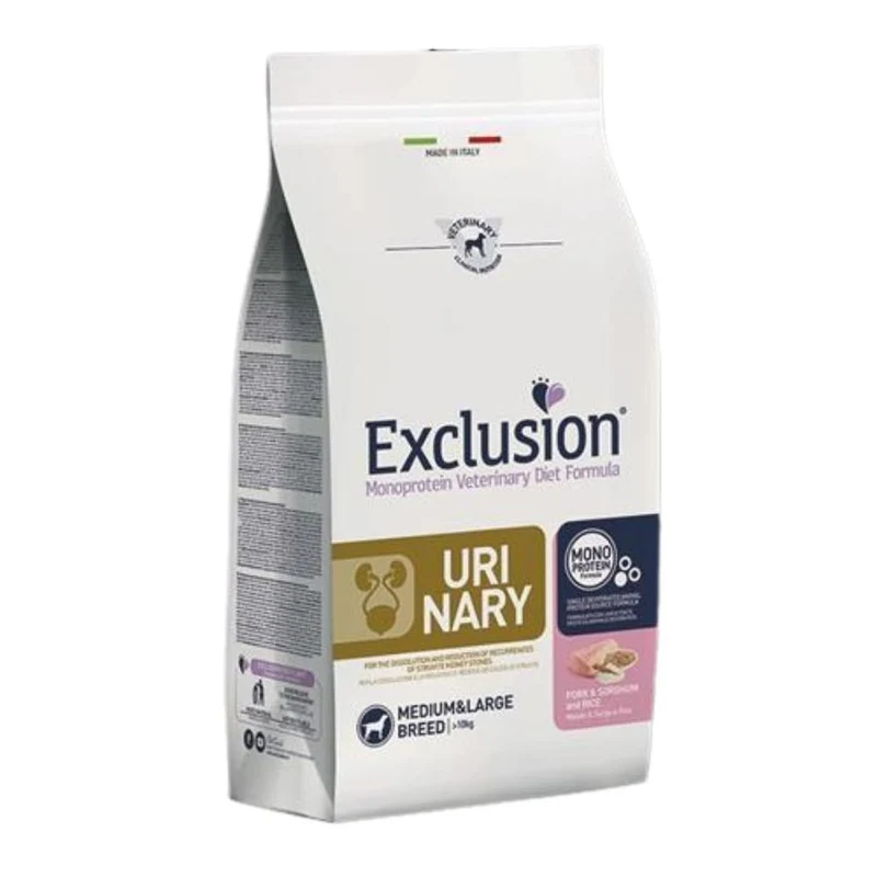 Exclusion Urinary cibo per cani adulti medium large 2Kg