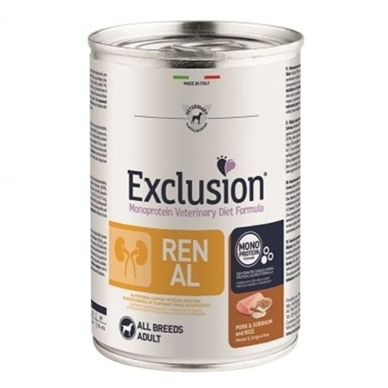 Exclusion Renal Cibo Cani Adulti Maiale E Sorgo 400Gr