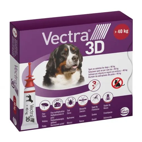 Vectra 3D Antiparassitario Spot On Per Cani 40Kg+ 3 Pipette