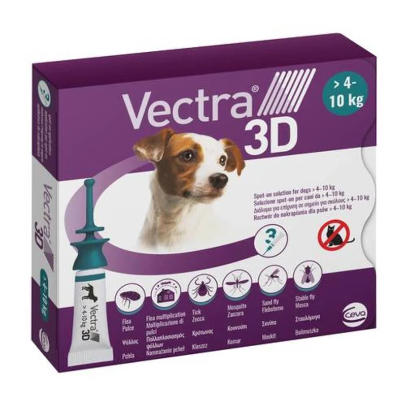 Vectra 3D Antiparassitario Spot On Per Cani 4-10Kg 3 Pipette