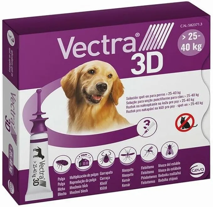 Vectra 3D Antiparassitario Spot On Per Cani 25-40Kg 3 Pipette