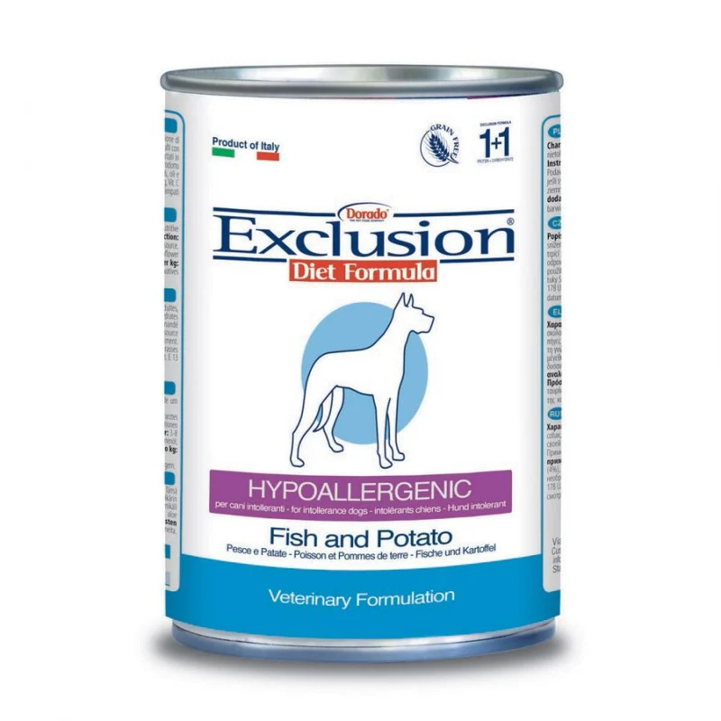 Exclusion Hypoallergenic Scatoletta Gusto Pesce E Patate 400Gr Per Cani