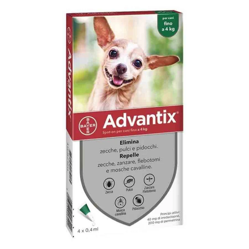 Advantix Antiparassitario Spot On Per Cani Fino A 4Kg Da 4 Pipette