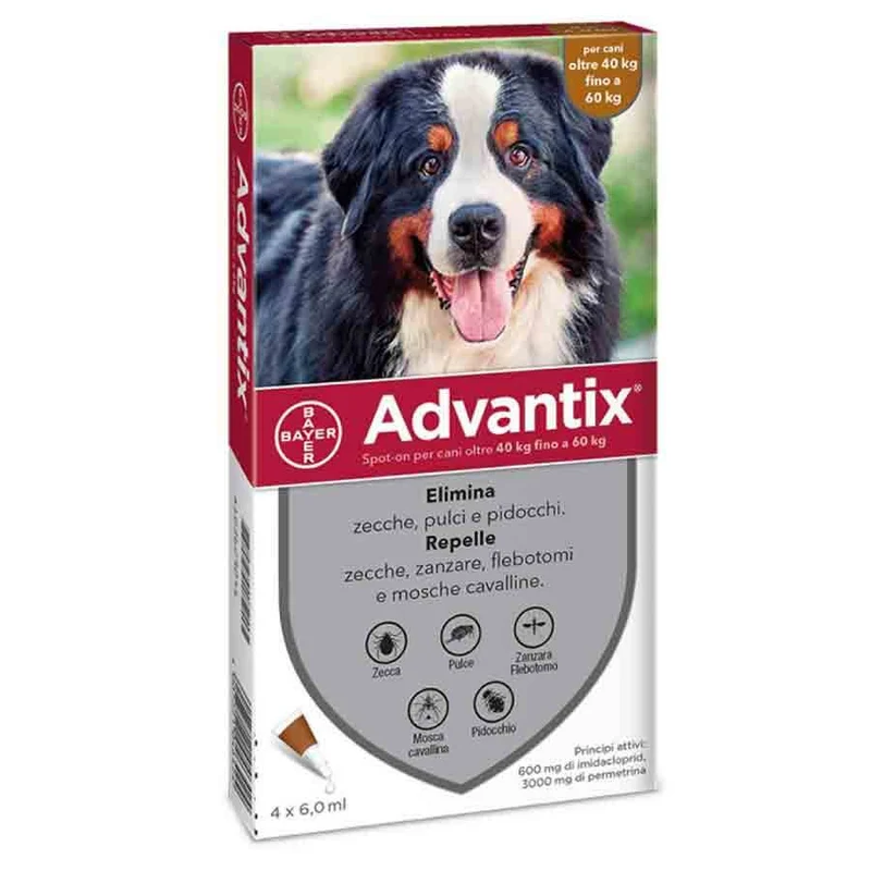 Advantix Antiparassitario Spot On Per Cani Da 40 A 60Kg Da 4 Pipette
