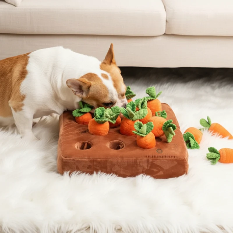 Dog Snuffle Mat Carrot Puzzle Toy Treat Hiding Training