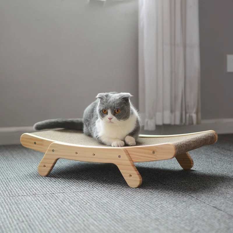 Cat Scratcher Cat Scratching Board Curved Wood Cat Lounge Bed