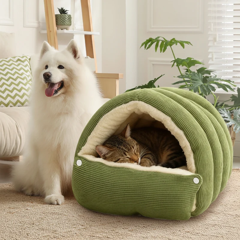 Pet Bed Cat Cave Soft Plush Warm Indoor Sleeping House