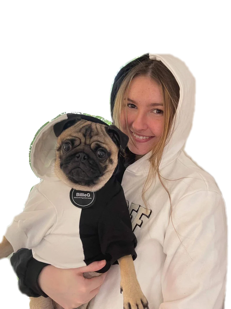 BillieG BFF 2 Tone Dog Hoodie - Black & White