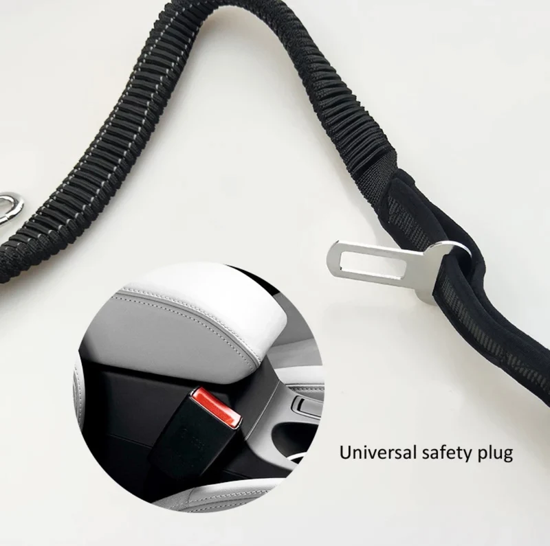 BillieG Heavy duty nylon dog lead with dual handles and car seat belt clip