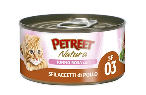 PETREET Tonno Rosa con Sfilaccetti di Pollo 70gr x 6pz