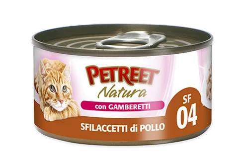 PETREET Sfilaccetti di Pollo con Gamberetti 70gr x 6pz