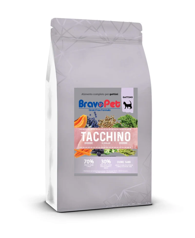 Bravopet gattino 1,5kg con Tacchino e Pollo