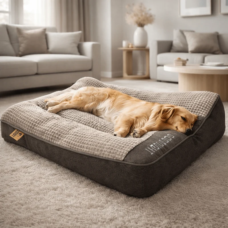 Cuccia Ortopedica Memory Foam con Poggiatesta per Cani Grandi
