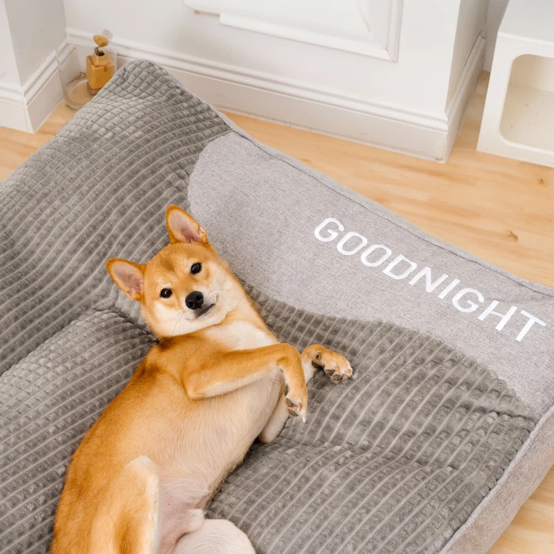 Cuccia Ortopedica Memory Foam con Poggiatesta Rialzato per Cani