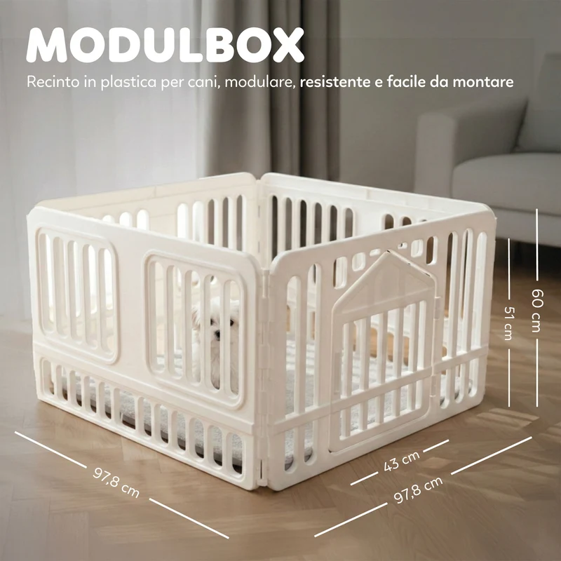 AQPetFriends ModulBox recinto in plastica 97.8x60x97.8 modulabile