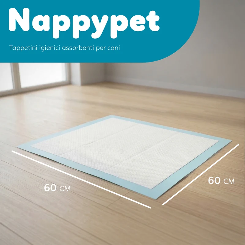 AqpetFriends Nappy Pet Basic Tappetino Assorbente Con Strisce Adesive 30 pz