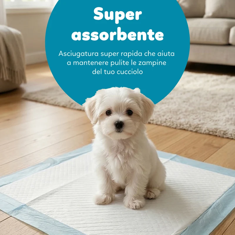 AqpetFriends Nappy Pet Basic Tappetino Assorbente Con Strisce Adesive 30 pz