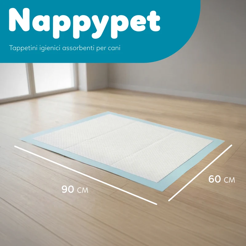 AqpetFriends Nappy Pet Basic Tappetino Assorbente Con Strisce Adesive 30 pz