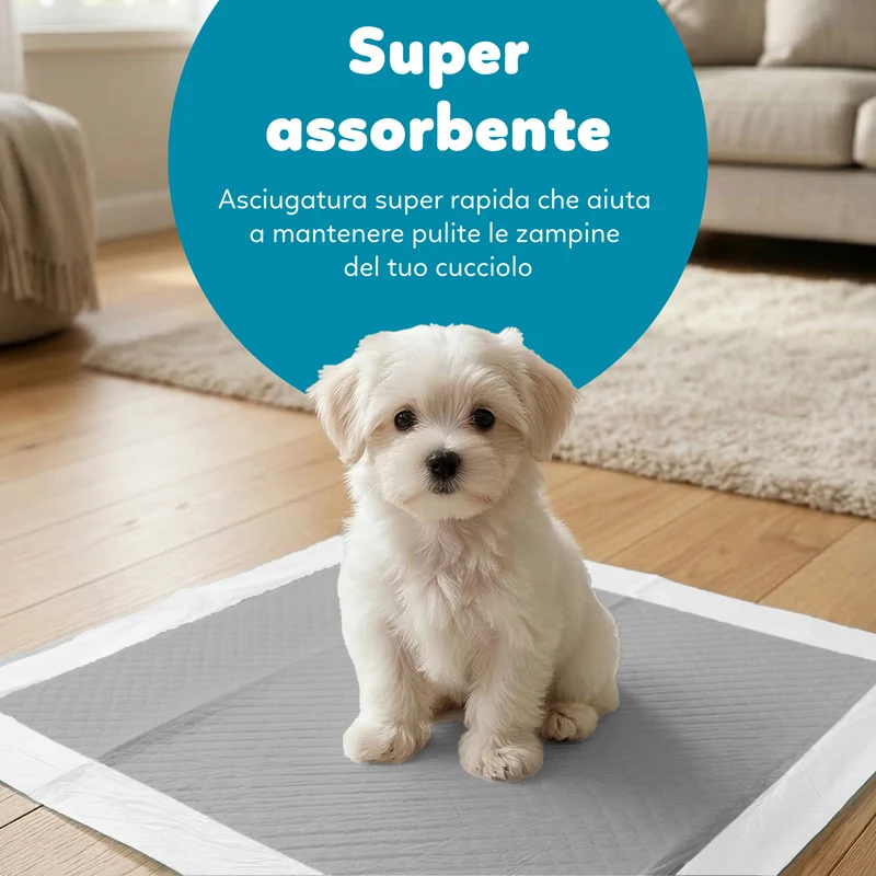 AqpetFriends Nappy Pet Carbo Tappetino Assorbente Con Strisce Adesive Al Carbone Attivo 180 pz