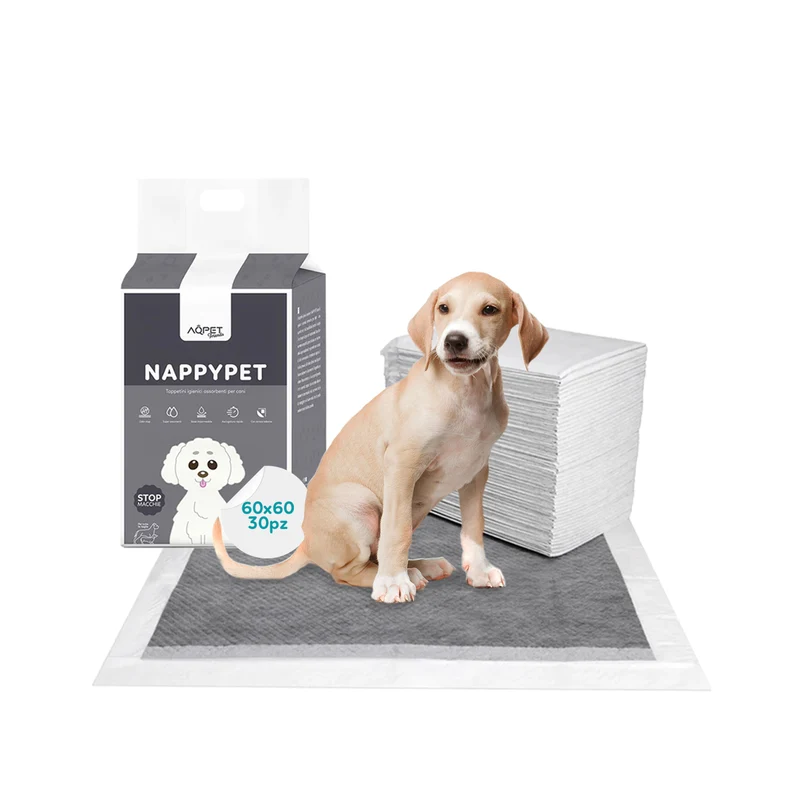 AqpetFriends Nappy Pet Carbo Tappetino Assorbente Con Strisce Adesive Al Carbone Attivo 180 pz