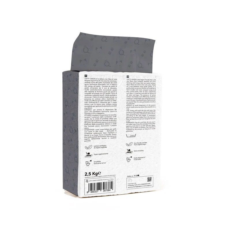 AqpetFriends Catty Green Lettiera Naturale per Gatti Alla Soia Con Carbone Attivo 36 L (6 confezioni da 6 litri)