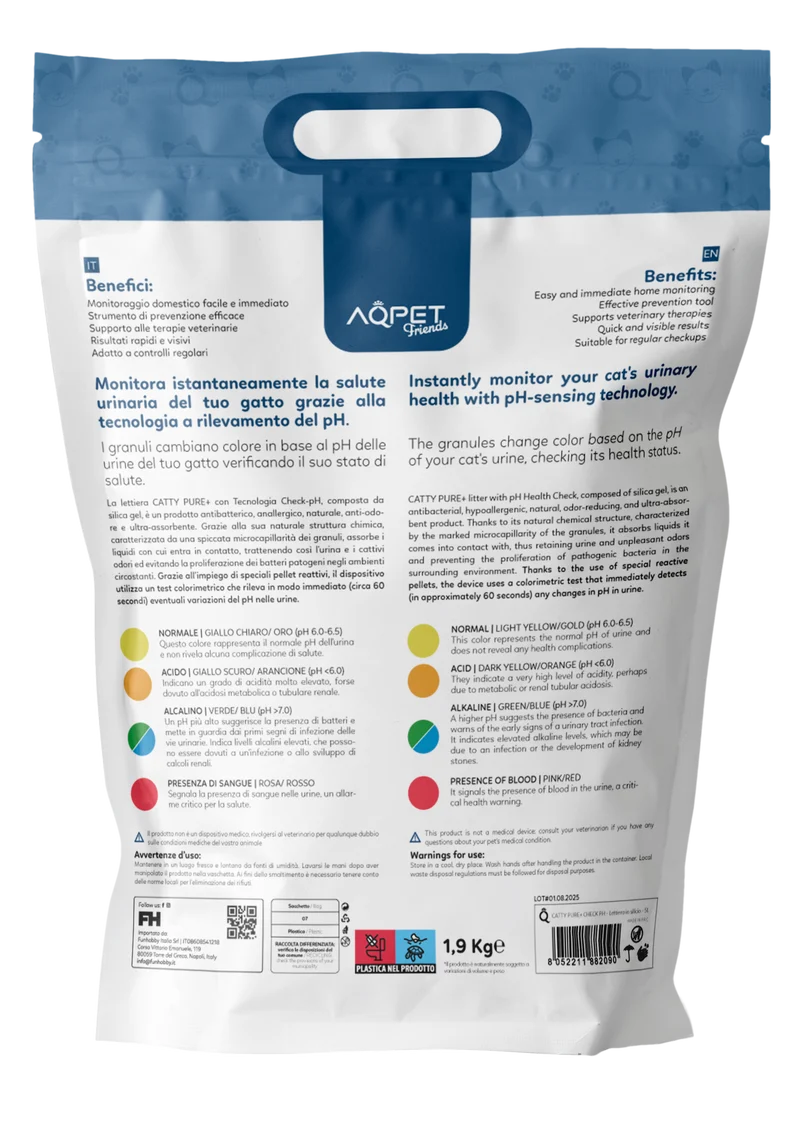 AqpetFriends Catty Pure Lettiera In Silicio per Gatti - Check PH - 30 L (6 confezioni da 5 lt)