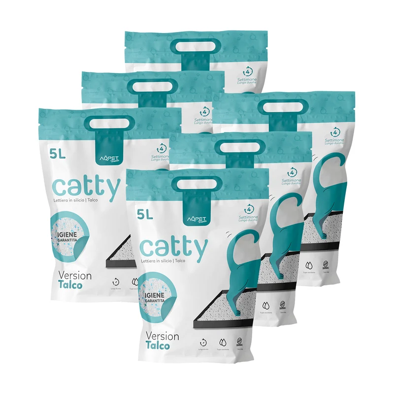 AqpetFriends Catty Pure Lettiera In Silicio per Gatti - profumazione talco - 30 L (6 confezioni da 5 lt)