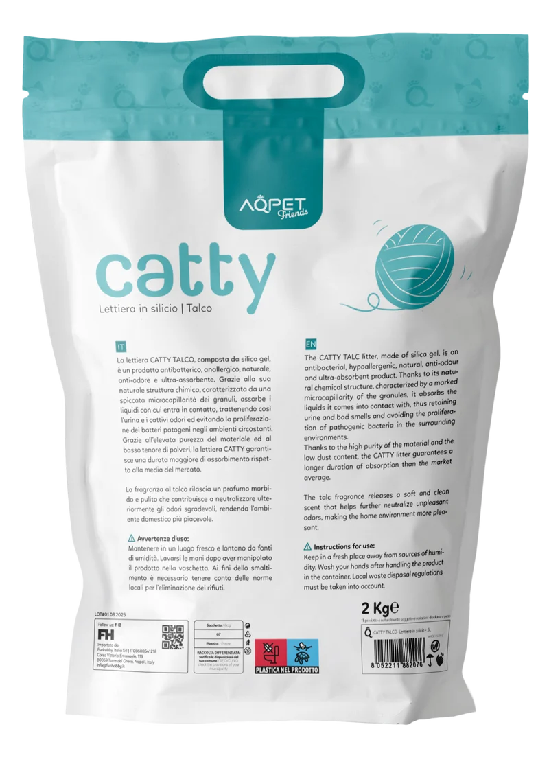 AqpetFriends Catty Lettiera In Silicio per Gatti - Profumazione Talco - 5 L