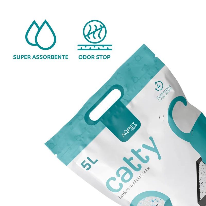 AqpetFriends Catty Lettiera In Silicio per Gatti - Profumazione Talco - 5 L
