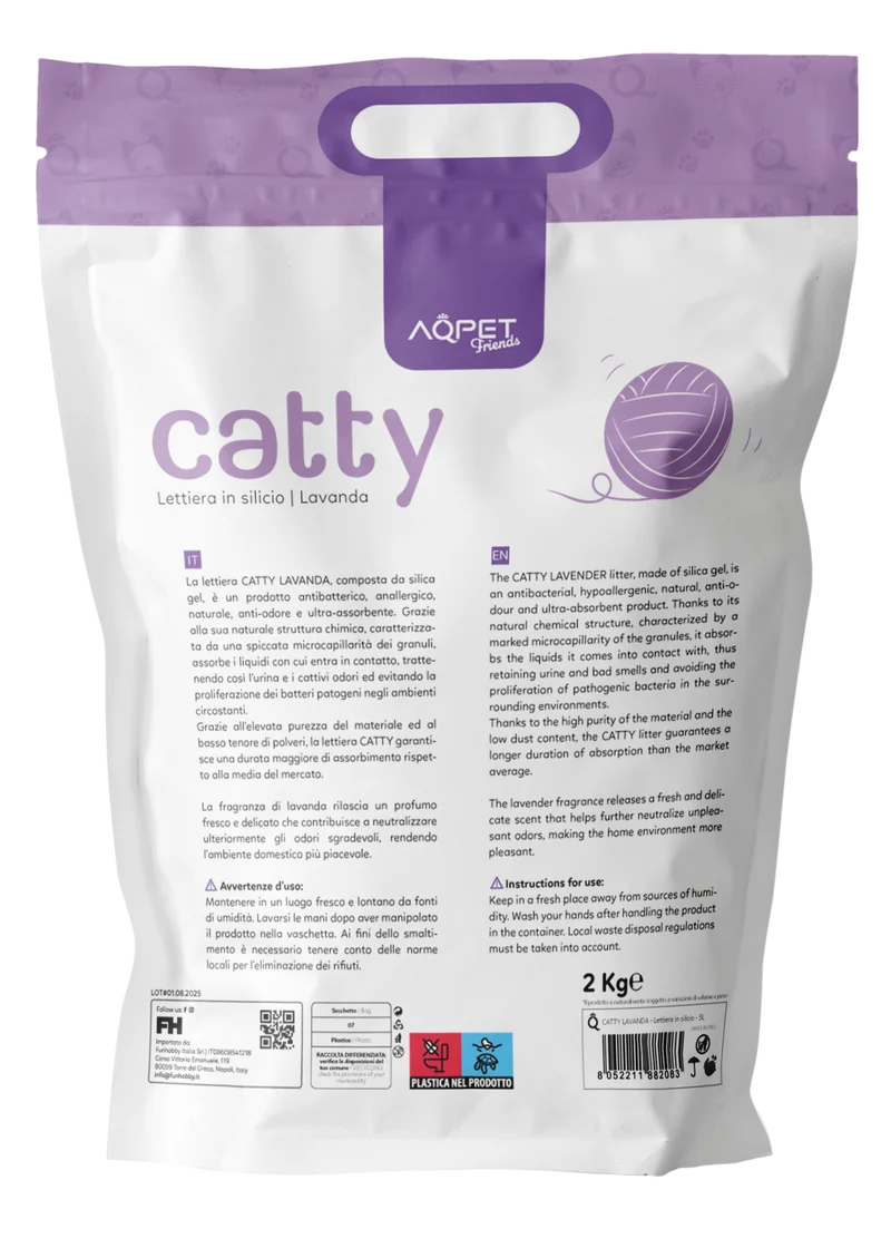 AqpetFriends Catty Lettiera In Silicio per Gatti - Profumazione Lavanda - 5 L