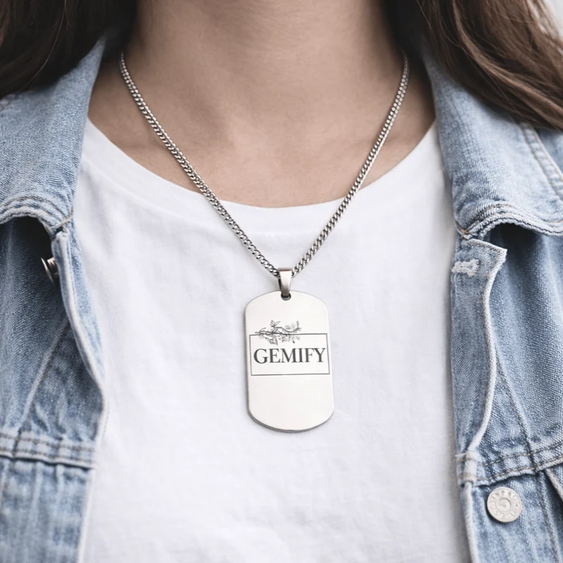 Custom Photo Dog Tag Military Card Necklace