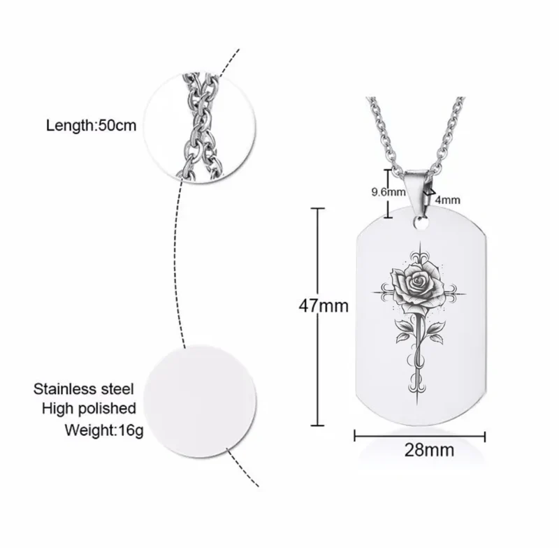 Custom Photo Dog Tag Military Card Necklace
