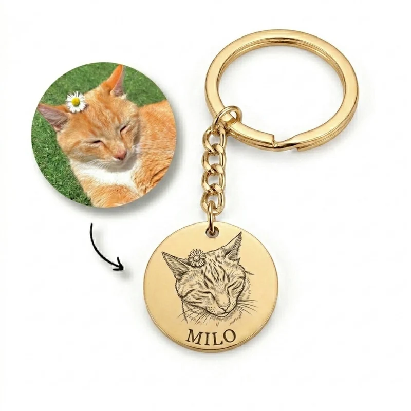 Custom Photo Disc Pet Necklace & Keychain