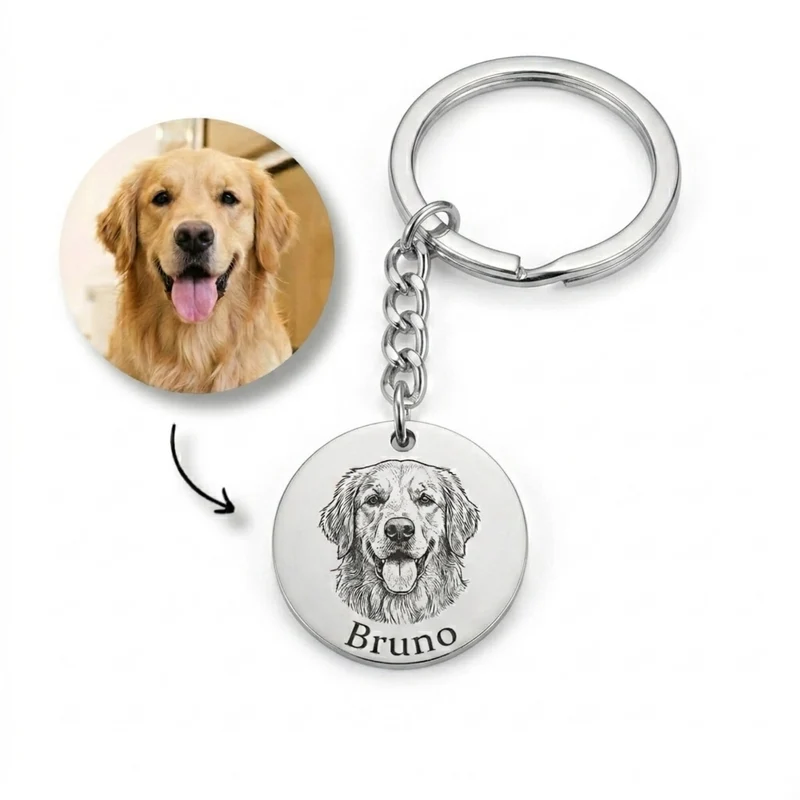 Custom Photo Disc Pet Necklace & Keychain