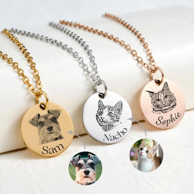 Custom Photo Disc Pet Necklace & Keychain