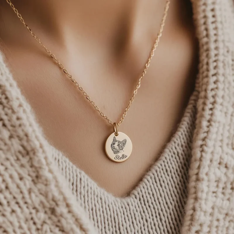 Custom Photo Disc Pet Necklace & Keychain