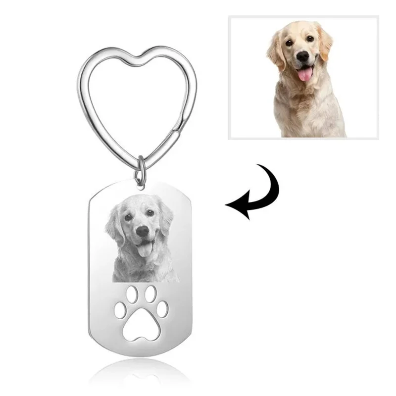 Custom Dog Tag Photo Keychain