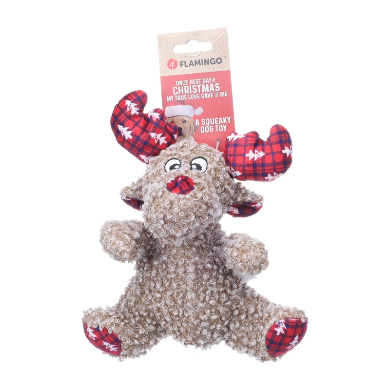 Flamingo Giocattolo di Natale per cane Krola Renna seduto marrone 19x13x24cm