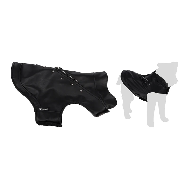 Flamingo Cappotto per cane Sergio nero in cuoio sintetico stile chiodo