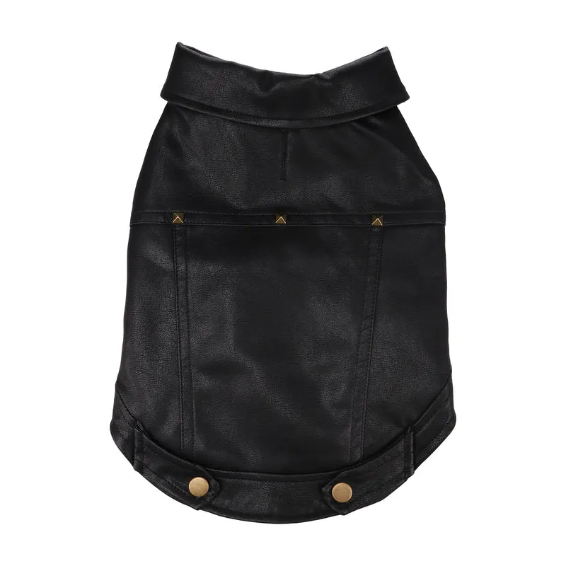 Flamingo Cappotto per cane Sancho nero in cuoio sintetico stile Biker