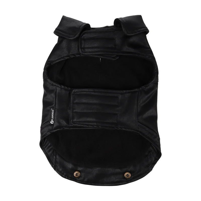 Flamingo Cappotto per cane Sancho nero in cuoio sintetico stile Biker