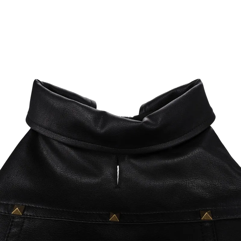 Flamingo Cappotto per cane Sancho nero in cuoio sintetico stile Biker
