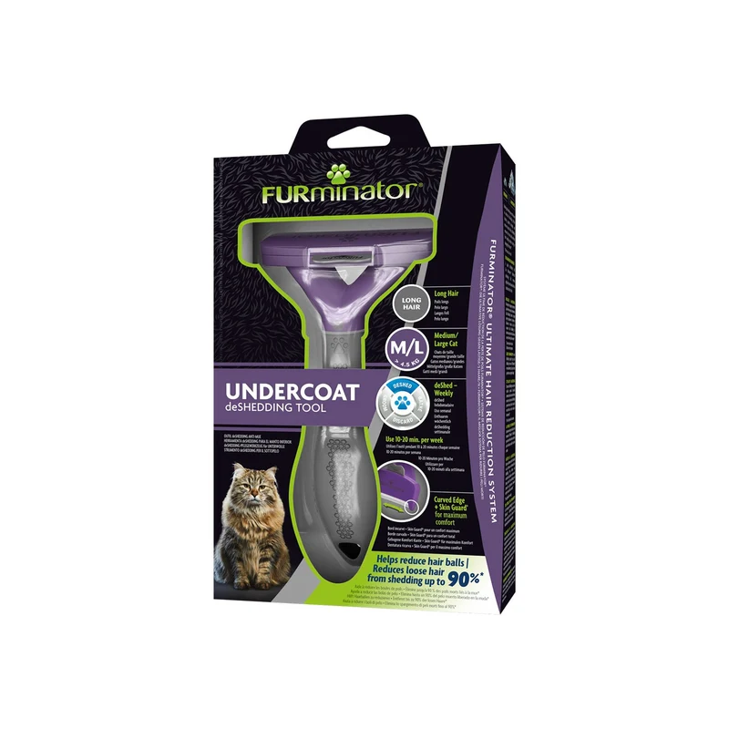 FURminator Strumento Di deShedding Rimozione Peli Morti Dal Sottopelo Per Gatti A Pelo Lungo