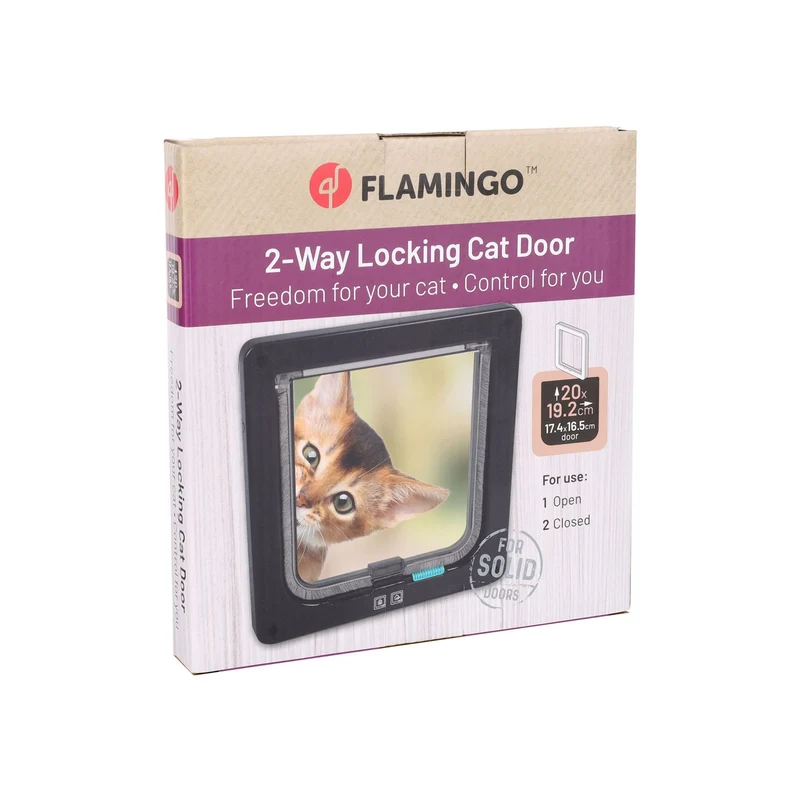 Flamingo Fanni Gattaiola 2 Impostazioni Nero Per Porte Con Qualsiasi Spessore 19,2x20cm
