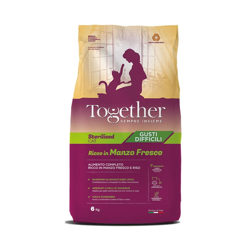 Together Cat Adult Sterilized Gusti Difficili Crocchette Al Manzo Fresco Per Gatti Adulti Sterilizzati